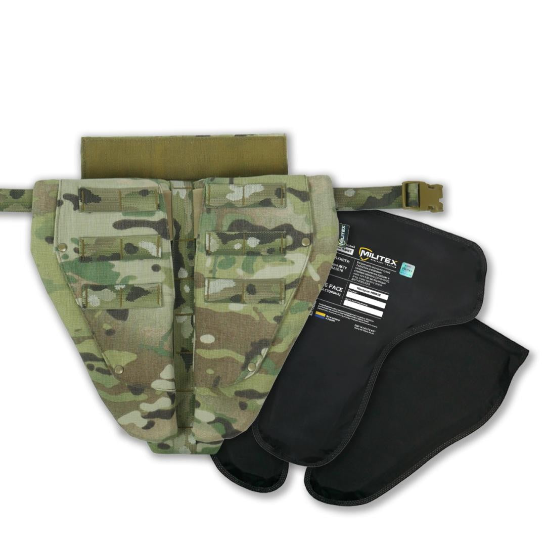 Потрійний захист паху/напашник з балістичним захистом 2 клас Militex cordura USA Мультикам