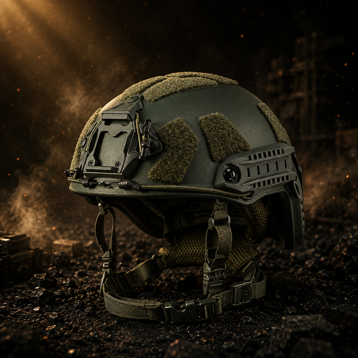 Кевларовий балістичний шолом FAST GEN III Kevlar Olive з кріпленням NVG та рейками