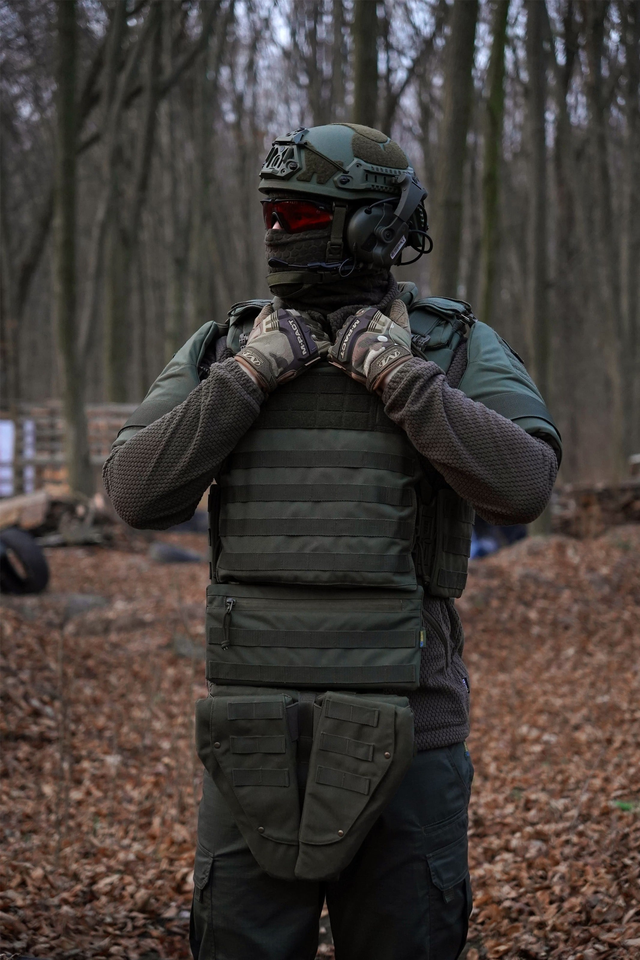 Потрійний захист паху/напашник Kiborg з балістичним захистом 2 клас Militex Хакі