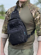 Сумка через плече — Чорна з MOLLE-системою
