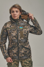 Зимова утеплена жіноча FS куртка-трансформер Soft Shell 2в1, піксель